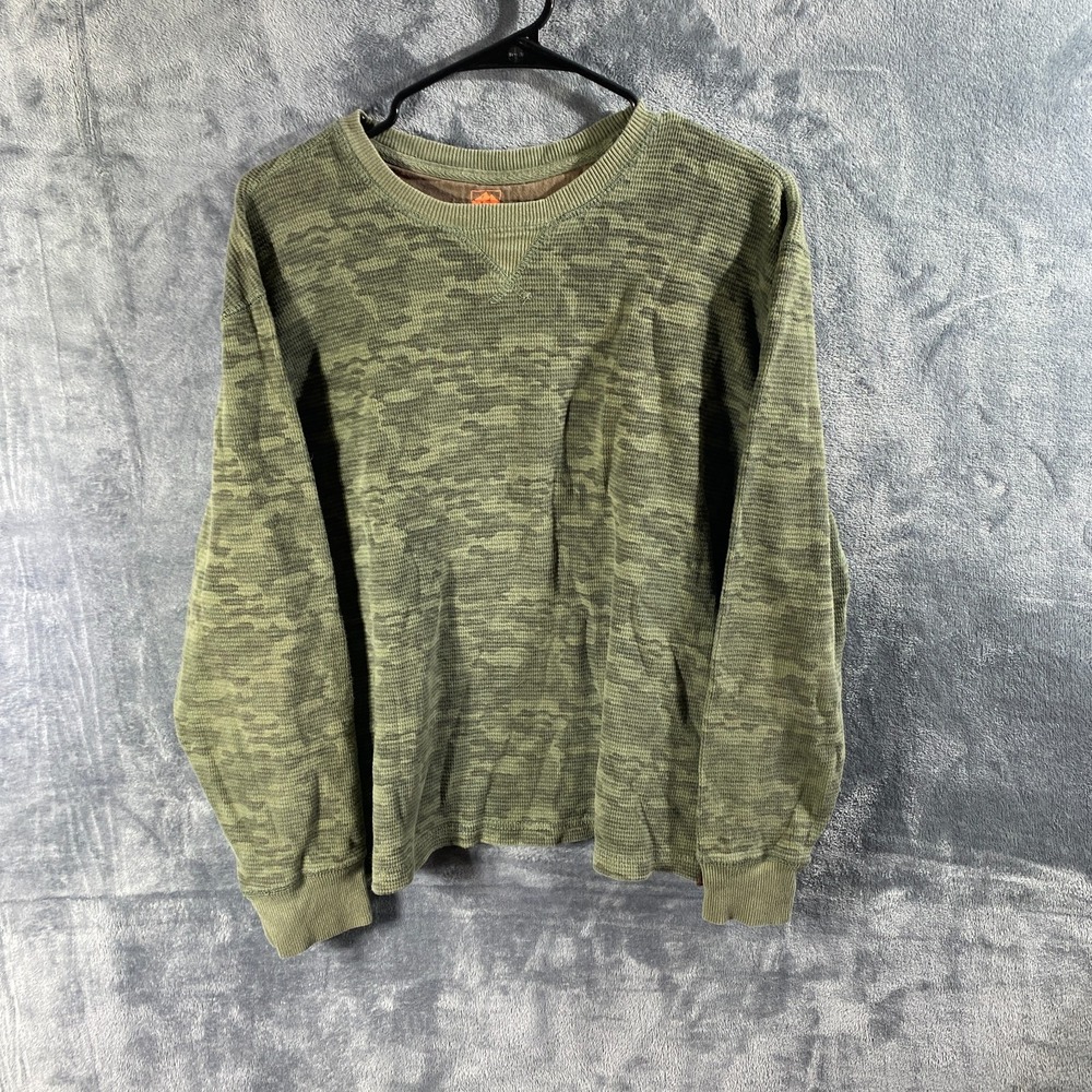 Northwest Territory Thermal Shirt Men Large Green Camo Long Sleeve Casual Waffle